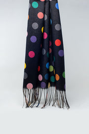 Multicolored Polka Dot Soft Scarf in Black