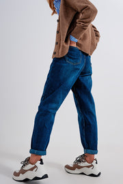 Medium Blue Pleat Front Pegged Jeans