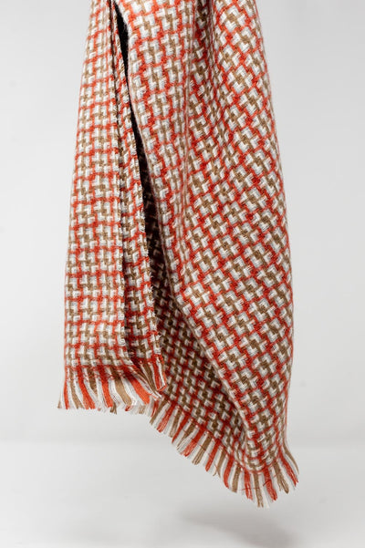 Super Soft Red Scarf With Geometric Print