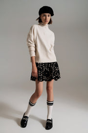 Beige Turtleneck Sweater in a Soft Knitted Fabric