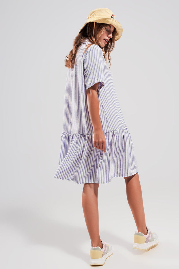 Stripe Print Mini Dress in Lilac