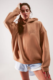 Oversized Boyfriend Hoodie in Beige