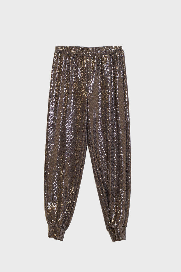 Brown Sequins Cargo Pants