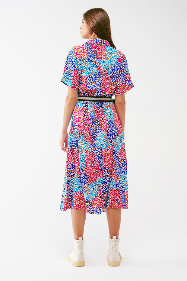 Midi Geo Printed Short Sleeve Dress