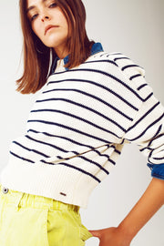 Navy Striped Slouchy Jumper