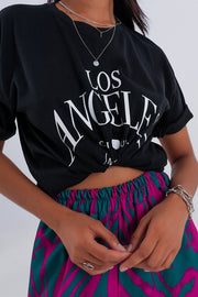 Los Angeles Slogan T Shirt in Black