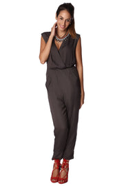 Gray Wrap Jumpsuit