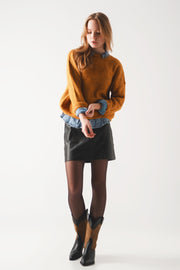 Ribbed Knitted Sweater in Mustard