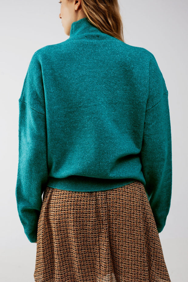 Super Soft High Neck Sweater in Light Green