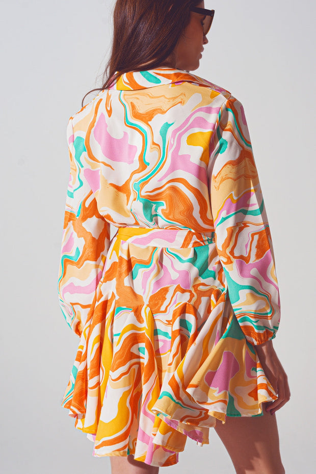 Psychedelic Printed Dress in Multicolor