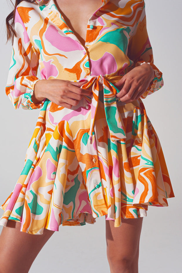 Psychedelic Printed Dress in Multicolor