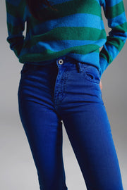 High Waist Flair Jeans in Blue