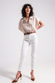 Cotton Blend Pants in White