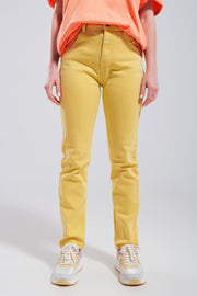 Stretch Cotton Skinny Jeans in Yellow