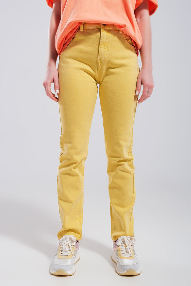 Stretch Cotton Skinny Jeans in Yellow