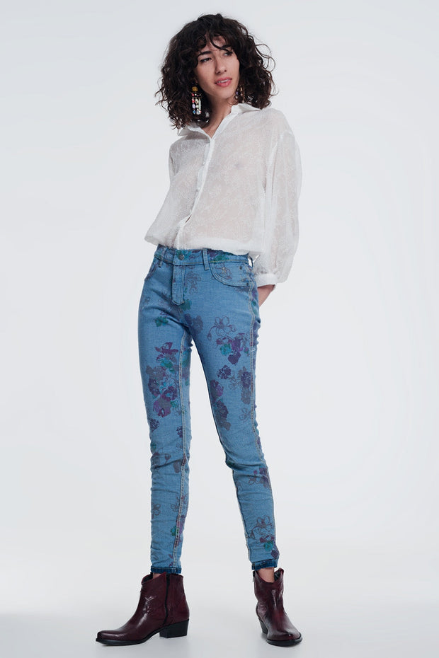 Reversible Wrinkled Denim Skinny Jeans