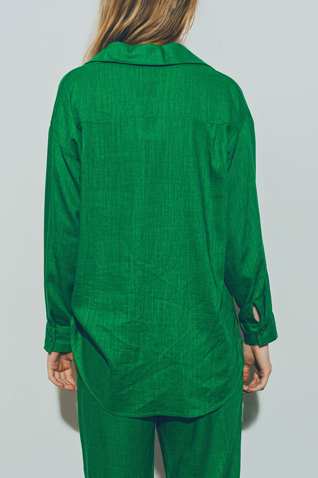 Cotton Loose Fit Shirt in Green