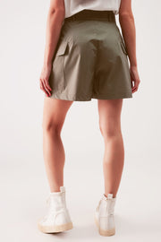 Longline Wide Leg Bermuda Shorts in Khaki