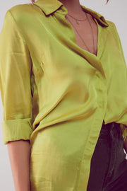 Satin Shirt in Lime