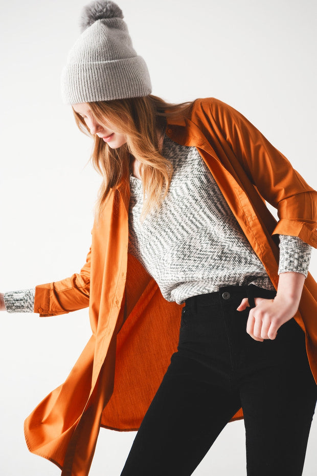 Oversized Poplin Shirt in Rust