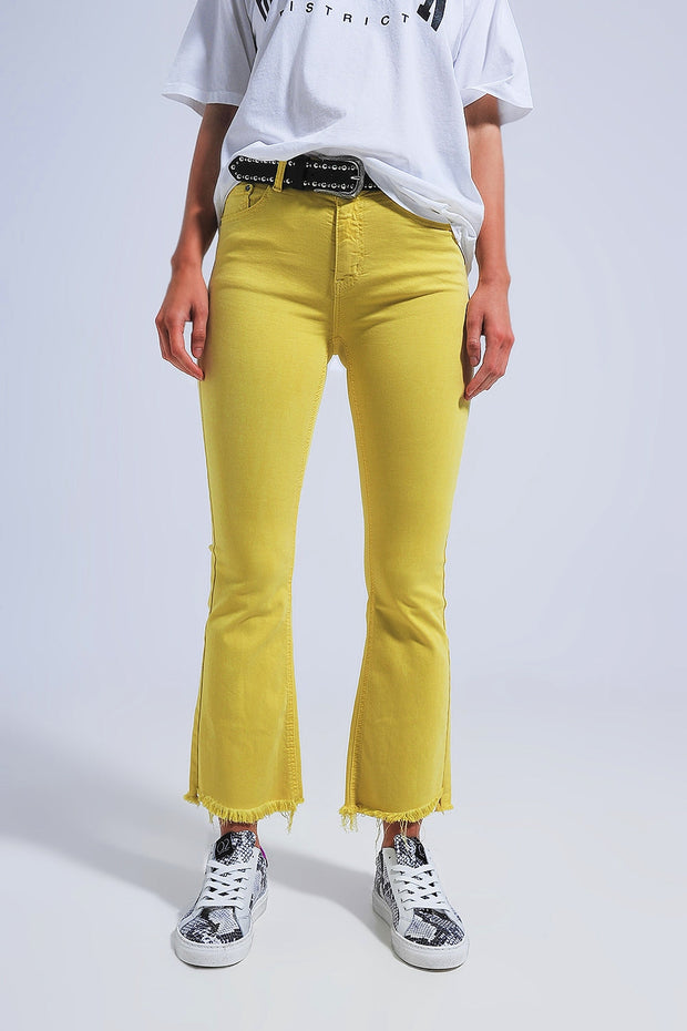 Straight Pants in Yellow With Wide Ankles