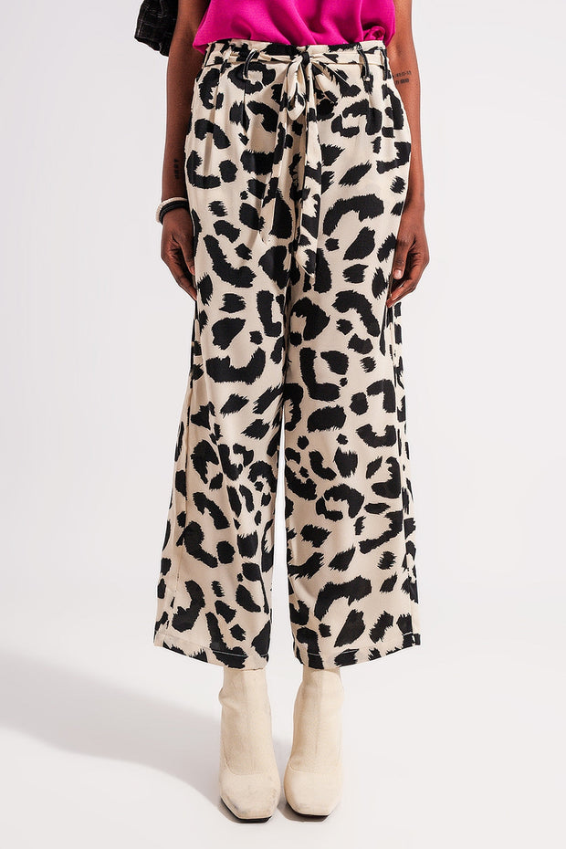 Relaxed Trousers in Cream Animal Print