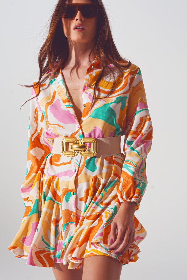 Psychedelic Printed Dress in Multicolor