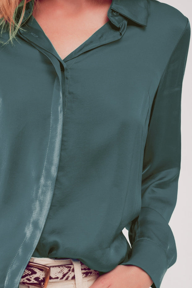 Satin Shirt in Green