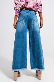 Relaxed Flare Jean in Mid Blue Wash