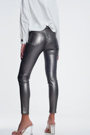 Silver Trousers With Snake Print