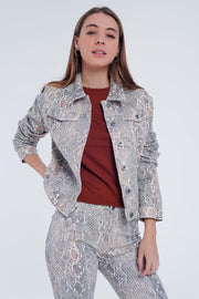 Beige Snake Print Jacket