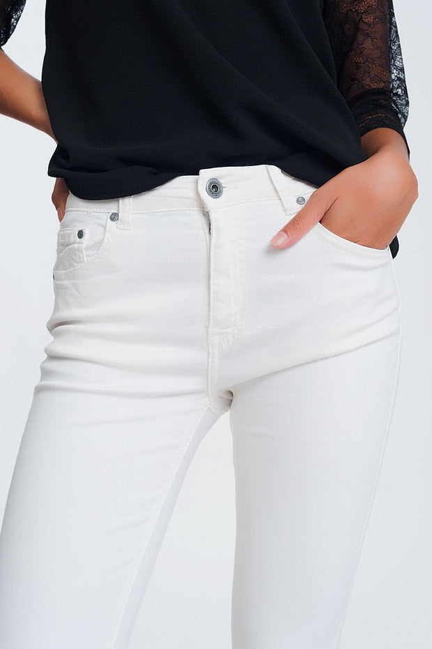 Straight Pants in Creme With Wide Ankles