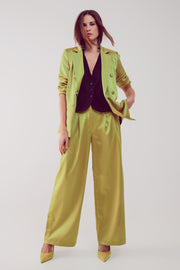 Palazzo Pleated Pants in Acid Lime