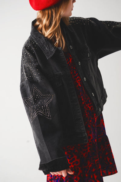 Studded Denim Jacket in Black