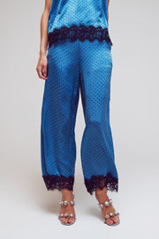 Wide Dotted Pants With Lace at the Hems