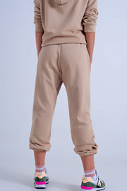 Adjustable Waistband Joggers in Beige