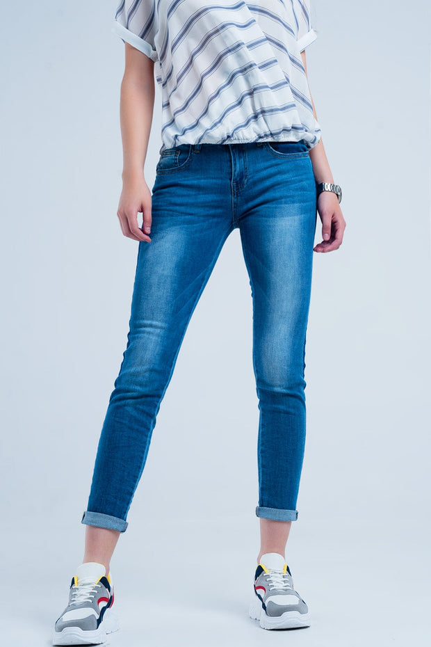 Denim Jeans With Blue Side Stripe