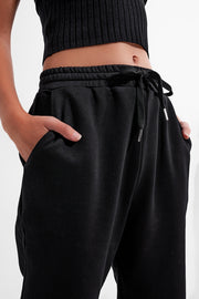 Adjustable Waistband Joggers in Black