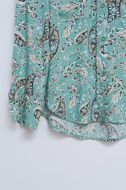 Long Sleeve Shirt in Green Mixed Paisley Floral Print