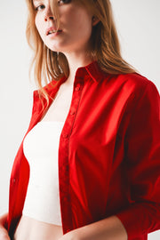 Oversized Shirt in Bold Red