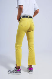 Straight Pants in Yellow With Wide Ankles