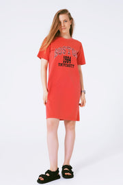 Red Midi T-Shirt Dress Boston 1984 University