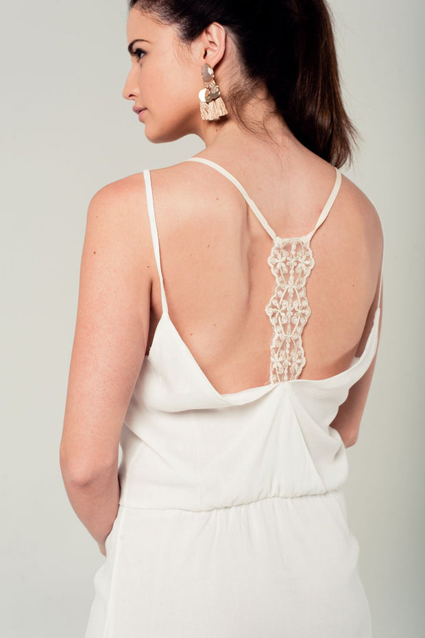 White Mini Dress With Back Crochet Detail