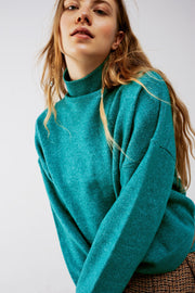 Super Soft High Neck Sweater in Light Green