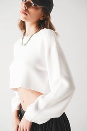 Fluffy Cropped Jumper in Cream