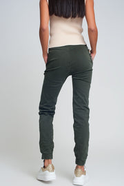 Cuffed Utility Pants With Chain in Khaki