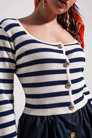 Button Down Cardigan Top in Stripe