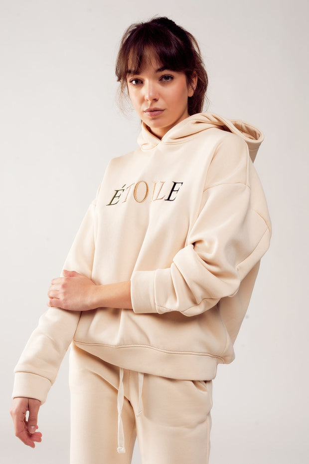 ETOILE Slogan Hoodie in Cream