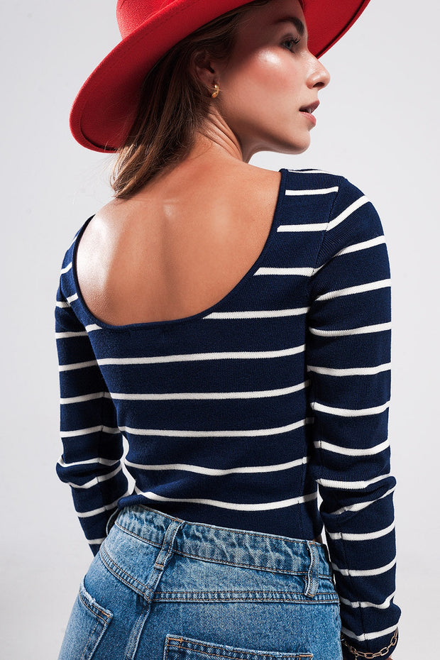 Stripe Sweater in Navy