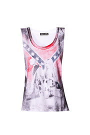 White Vest With Flag Print